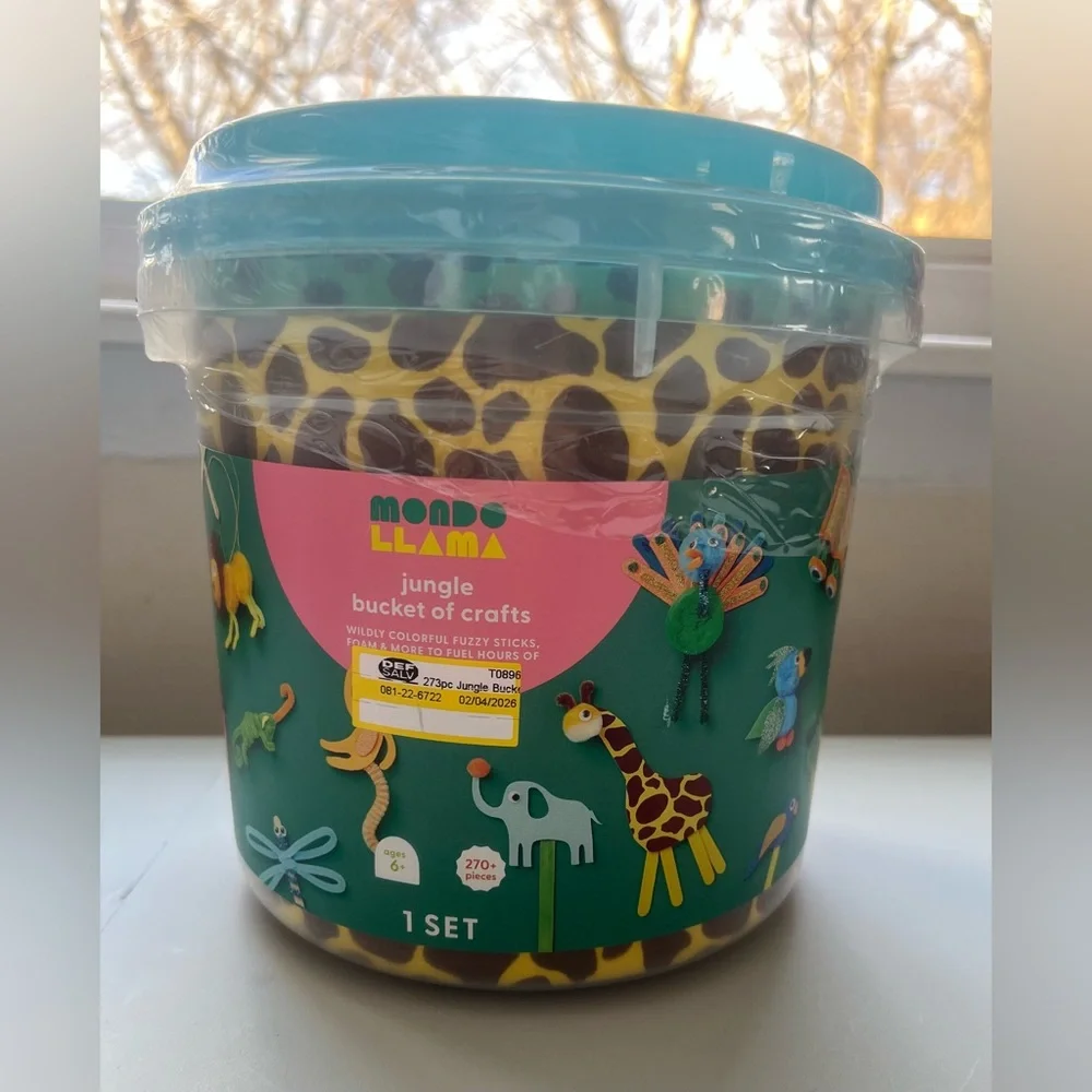 273pc Jungle Bucket of Crafts - Mondo Llama™: DIY Art Kit, Includes Pom Poms